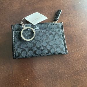 Coach black signature fabric zip ID case